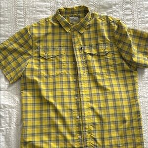 L.L. Bean Yellow and Gray Plaid Shirt